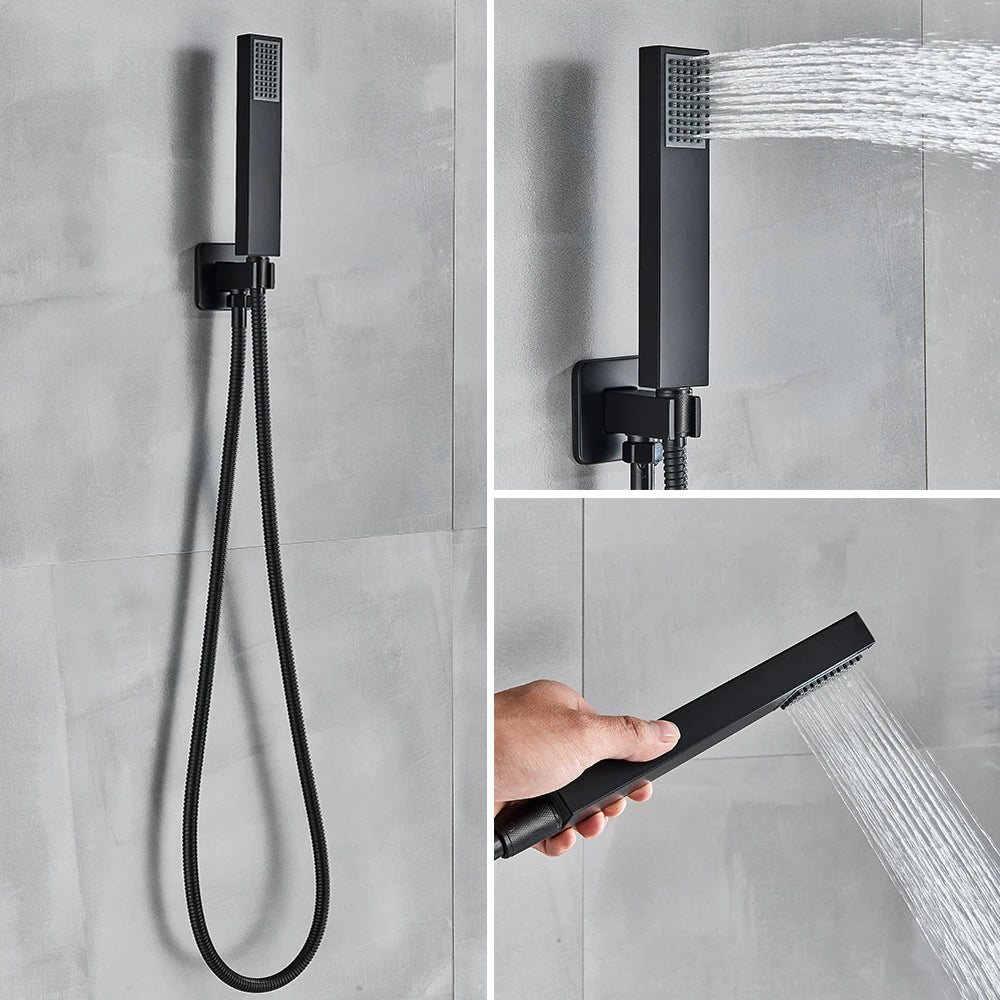 Black Rainfall Shower Faucet System