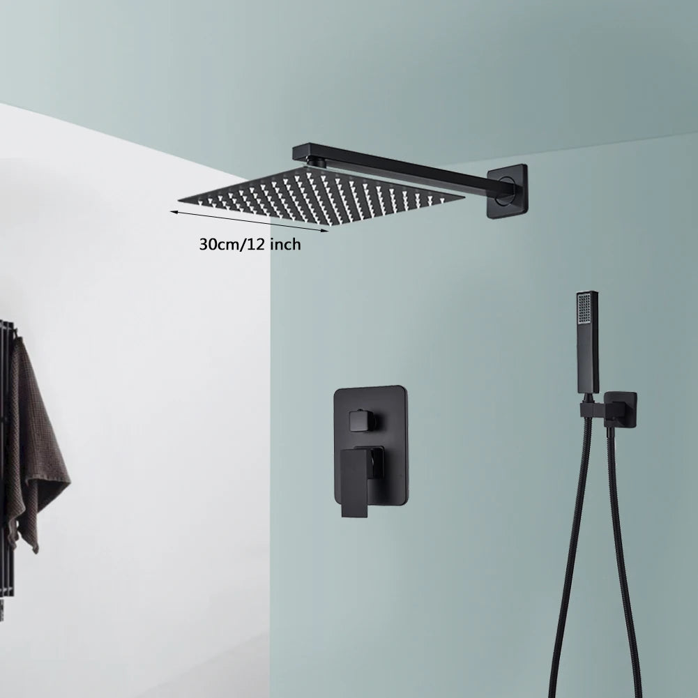 Black Rainfall Shower Faucet System