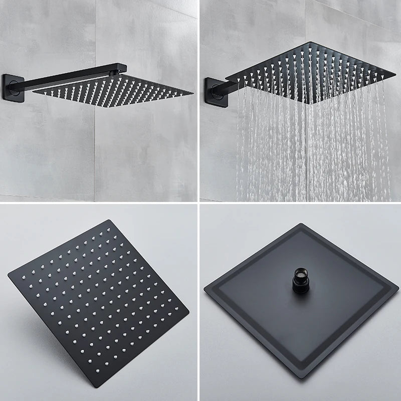 Black Rainfall Shower Faucet System