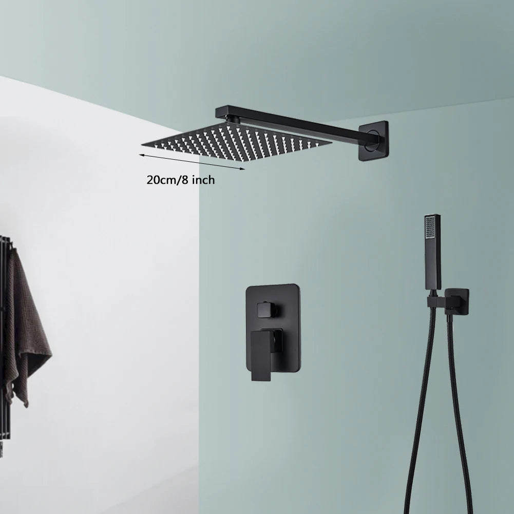 Black Rainfall Shower Faucet System