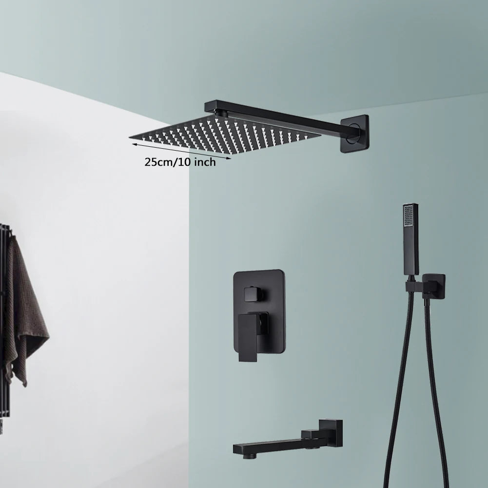 Black Rainfall Shower Faucet System
