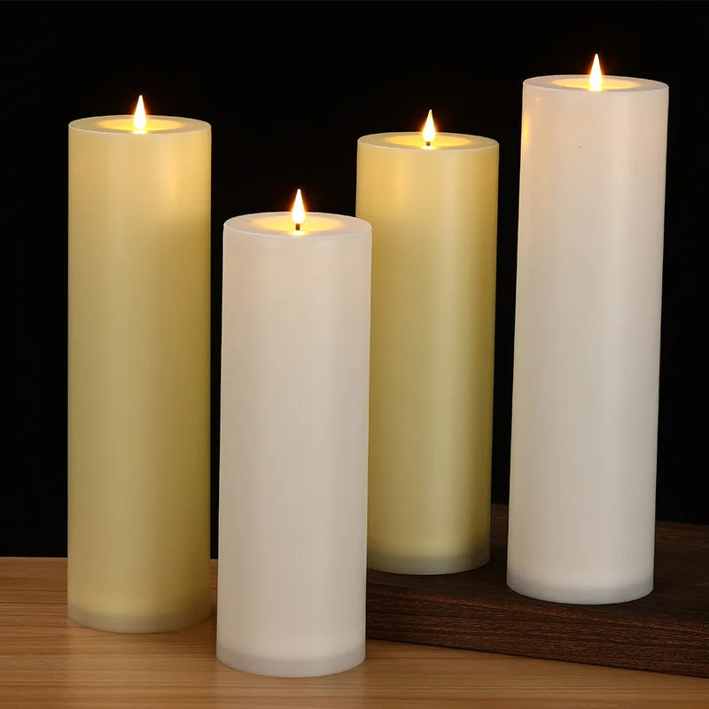 10in, 12in, 14in Flameless Pillar Candle Window Lamp Realistic Moving Flame Wax Waterproof Portable Atmosphere Lamp For Patio Porch