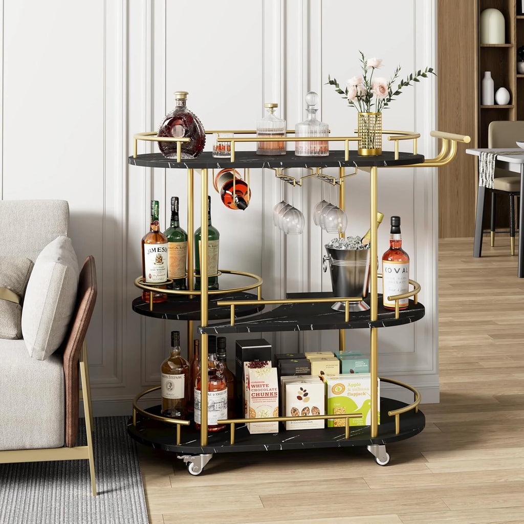 3-Tier Bar Cart with Wine Rack