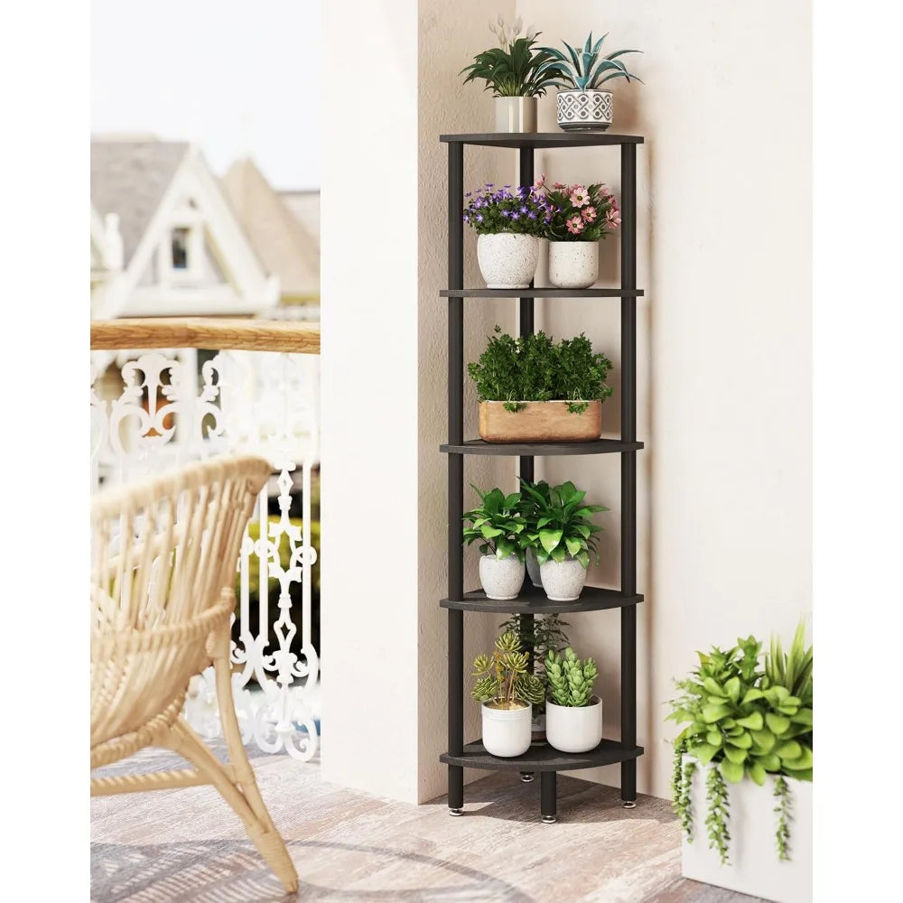 5-Tier Industrial Corner Shelf Stand