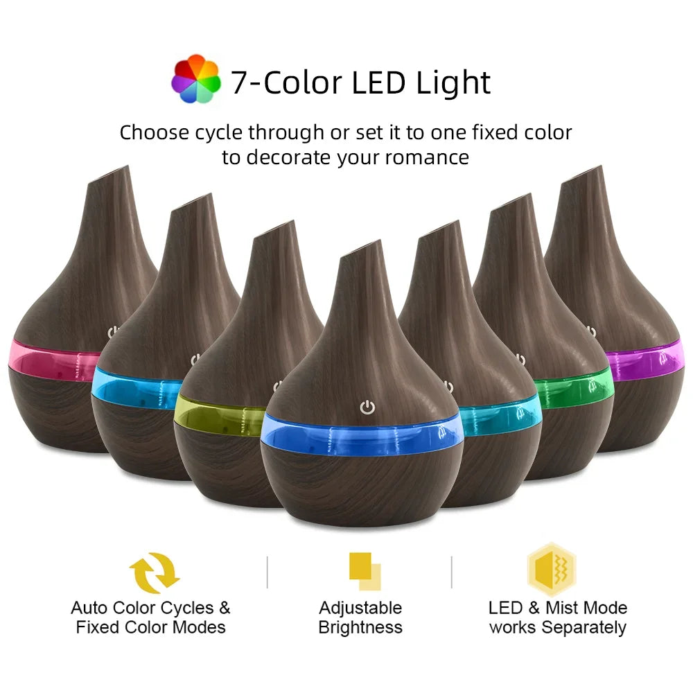 300ml Air Humidifier & Aroma Diffuser Combo - Multi Functional Essential Oil Diffuser for Aromatherapy Machine, Relieve Dry Air