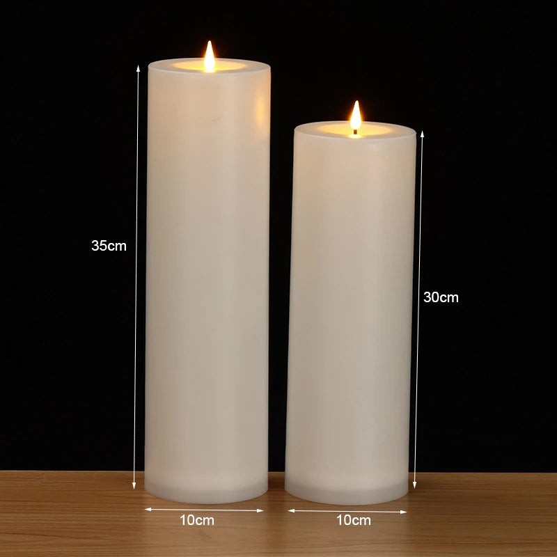 10in, 12in, 14in Flameless Pillar Candle Window Lamp Realistic Moving Flame Wax Waterproof Portable Atmosphere Lamp For Patio Porch