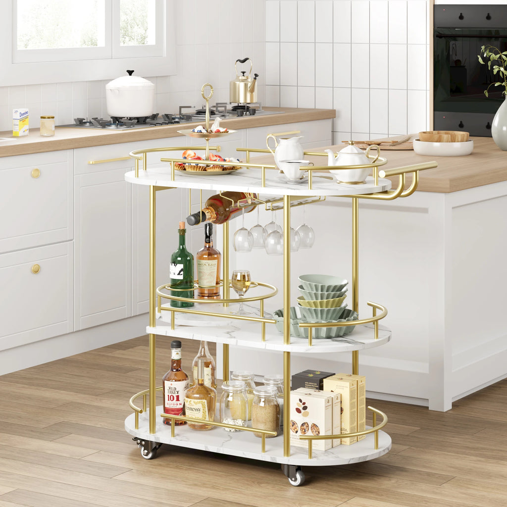 3-Tier Bar Cart with Wine Rack