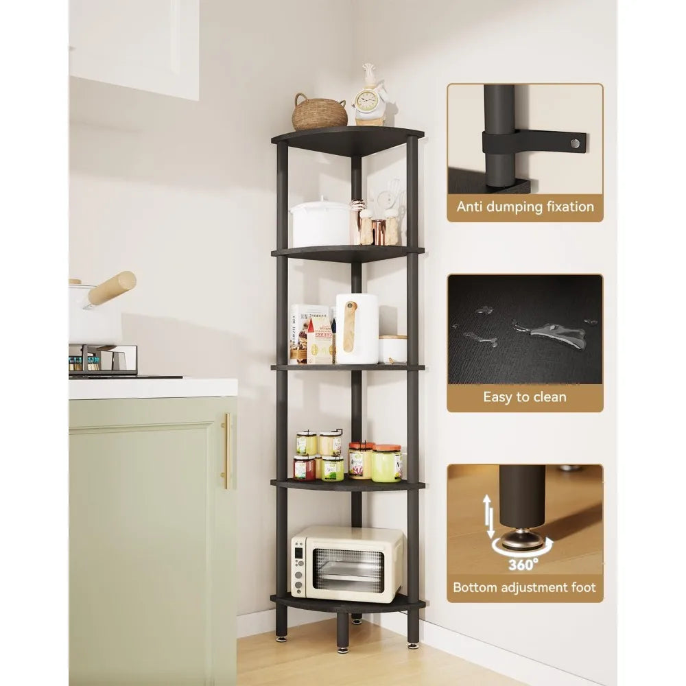 5-Tier Industrial Corner Shelf Stand