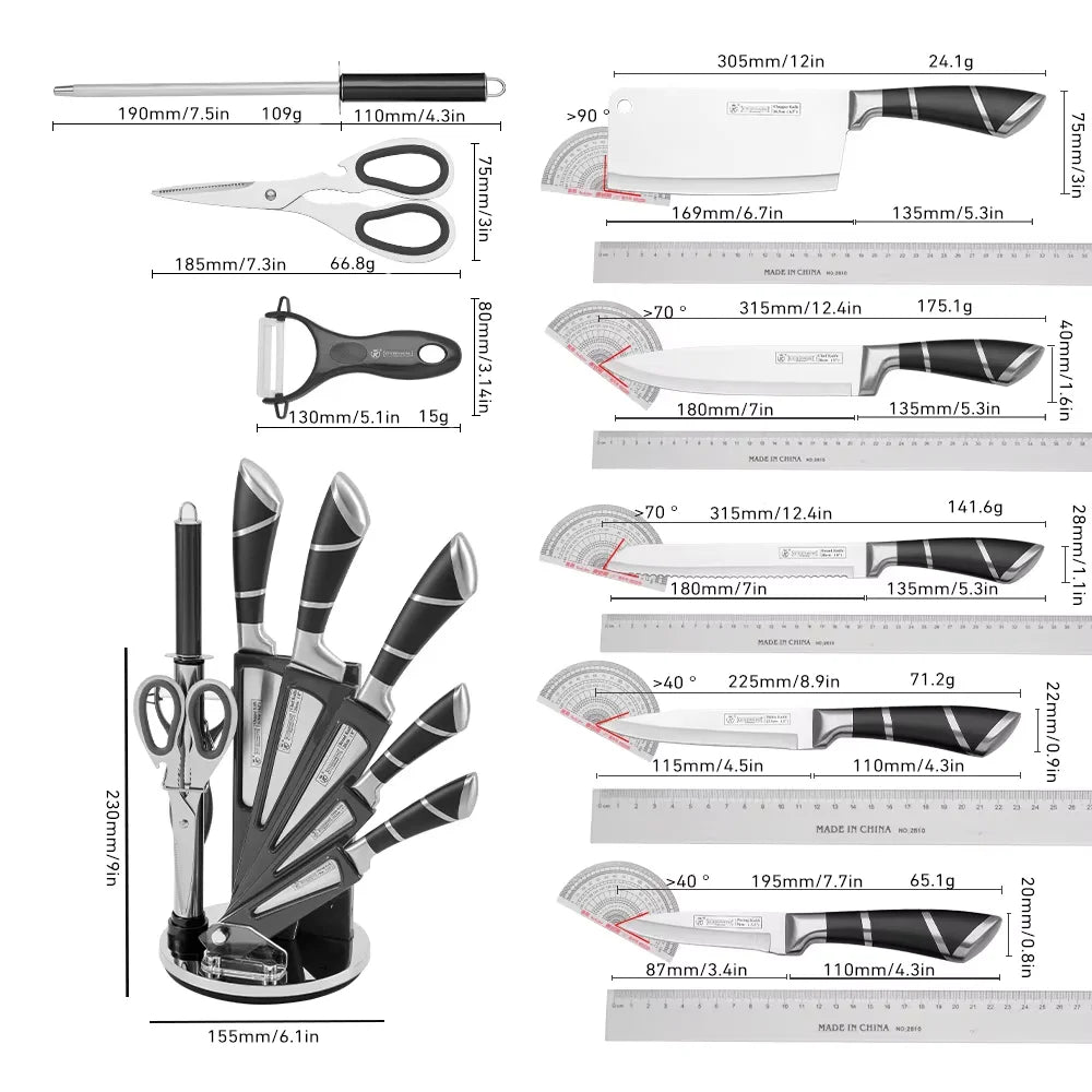Professional Kitchen Knife Set with Sharpener