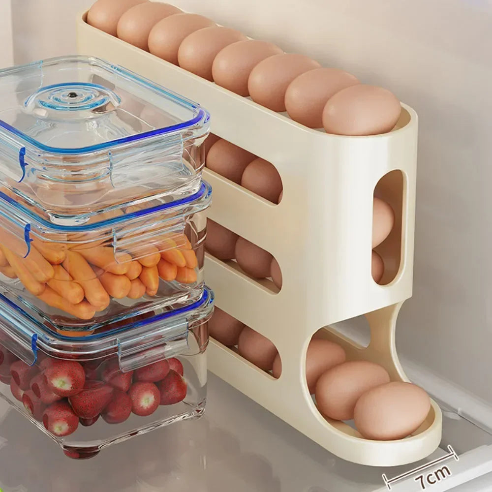 4-Tier Rolling Egg Dispenser Rack