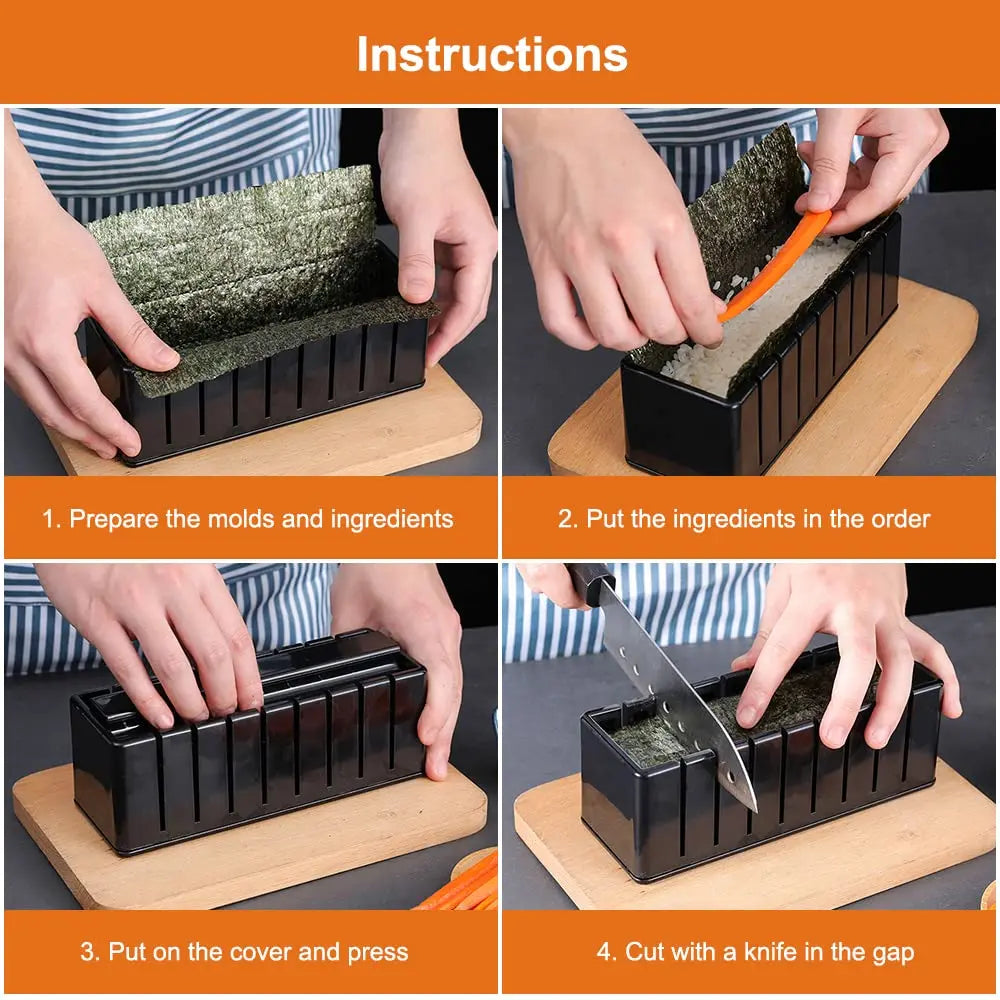 Multifunctional Sushi Maker Kit Complete Sushi Moulds Sushi Making Kit Rice Roll DIY Kitchen Set Suitable for Beginners