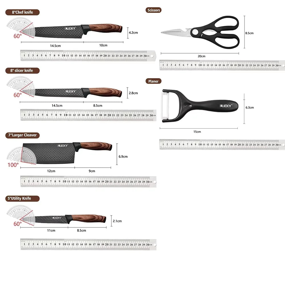 6pcs High Carbon Stainless Steel Knives Handmade Forged Cleaver Chef Butcher Kitchen Knife Wood Handle Chef Knife Cooking Tool
