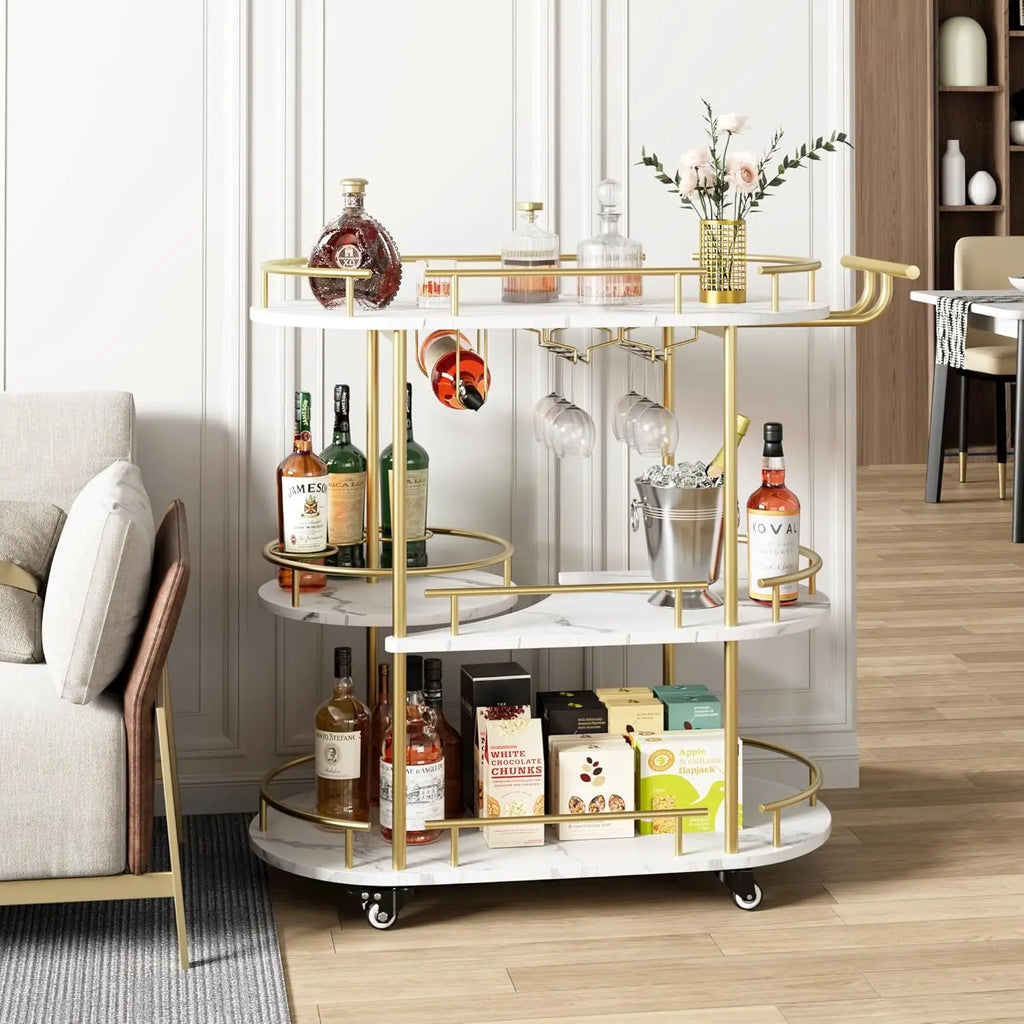 3-Tier Bar Cart with Wine Rack