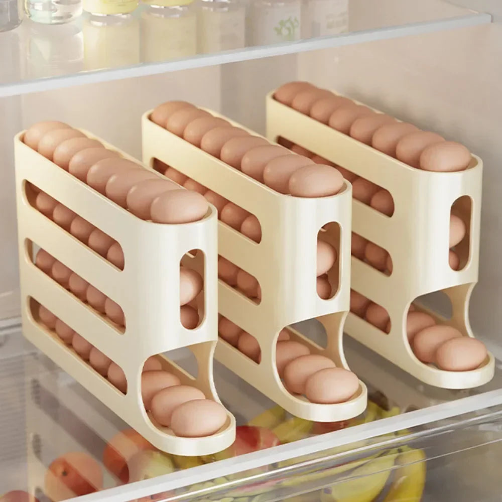 4-Tier Rolling Egg Dispenser Rack