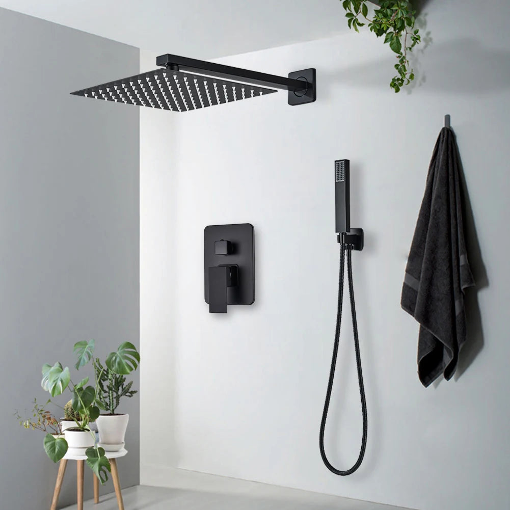 Black Rainfall Shower Faucet System