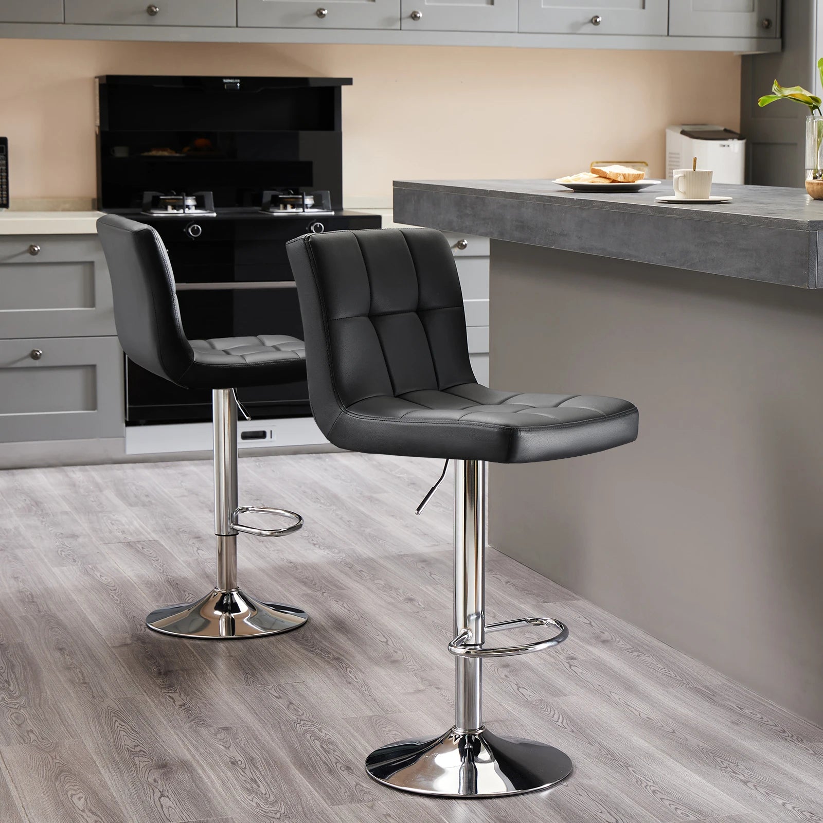 Adjustable Leather Bar Stools Set of 2