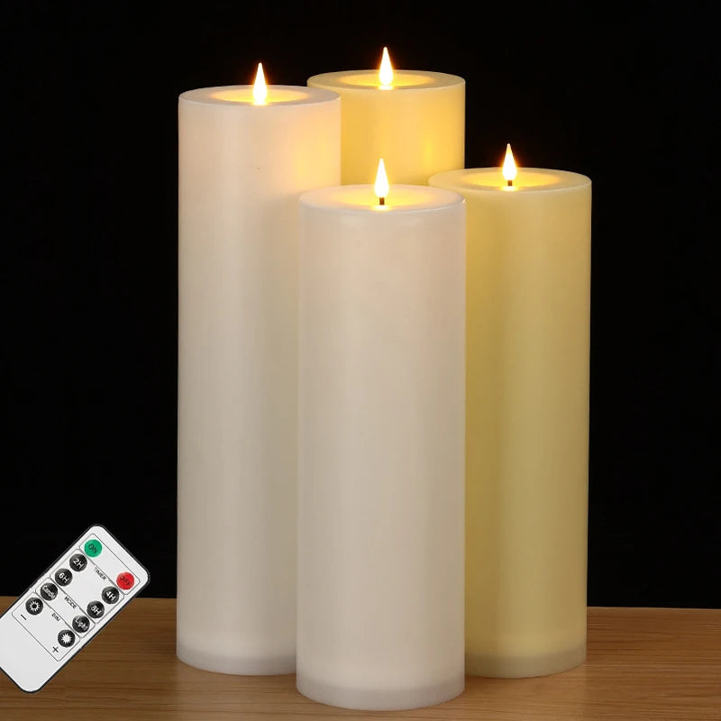 10in, 12in, 14in Flameless Pillar Candle Window Lamp Realistic Moving Flame Wax Waterproof Portable Atmosphere Lamp For Patio Porch