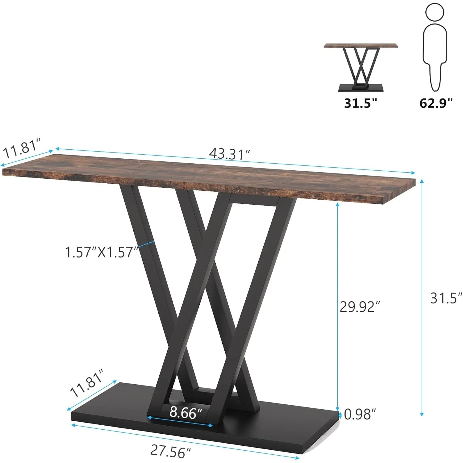 43" Hallway Console Table