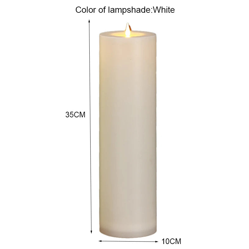 10in, 12in, 14in Flameless Pillar Candle Window Lamp Realistic Moving Flame Wax Waterproof Portable Atmosphere Lamp For Patio Porch