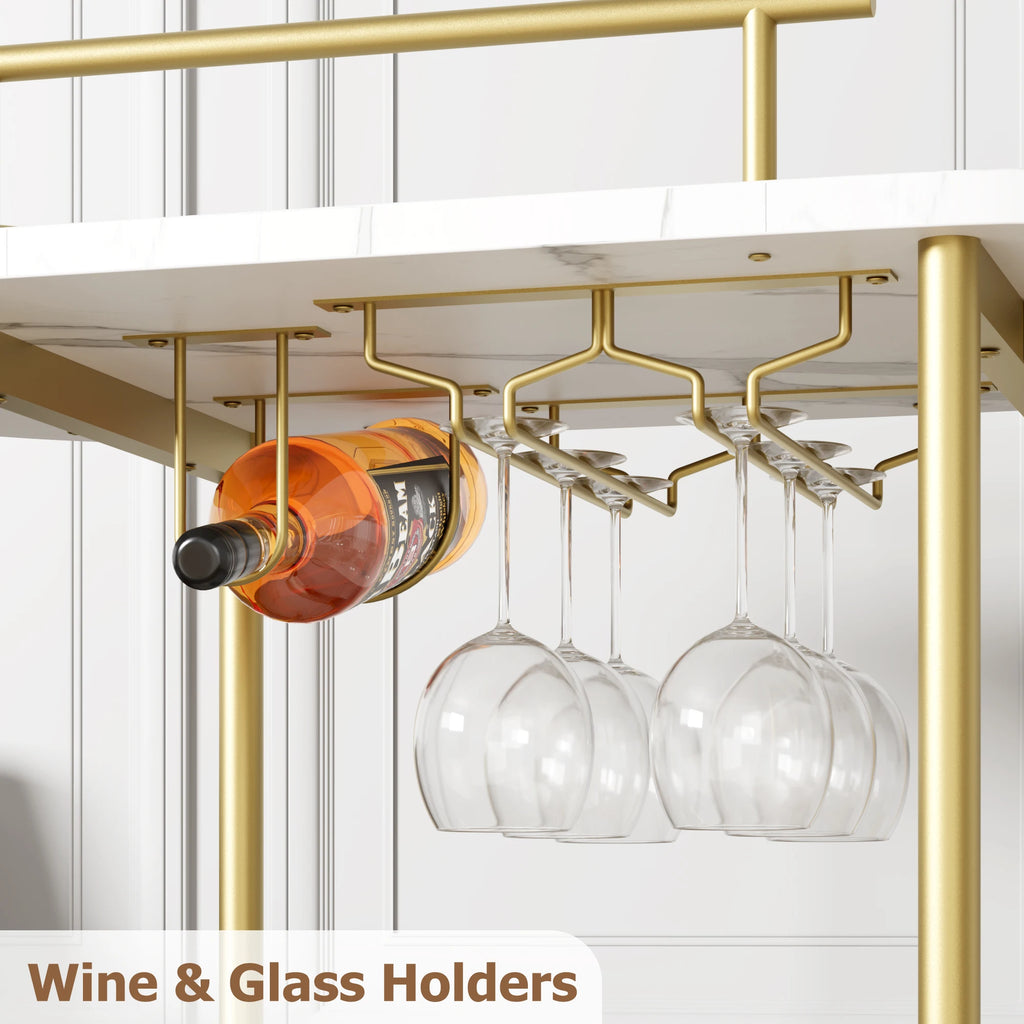 3-Tier Bar Cart with Wine Rack