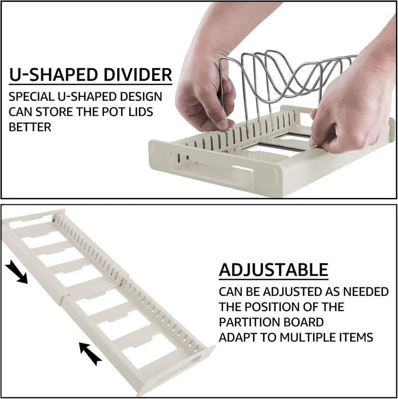 Expandable Pot & Pan Organizer Rack with 7 Adjustable Dividers