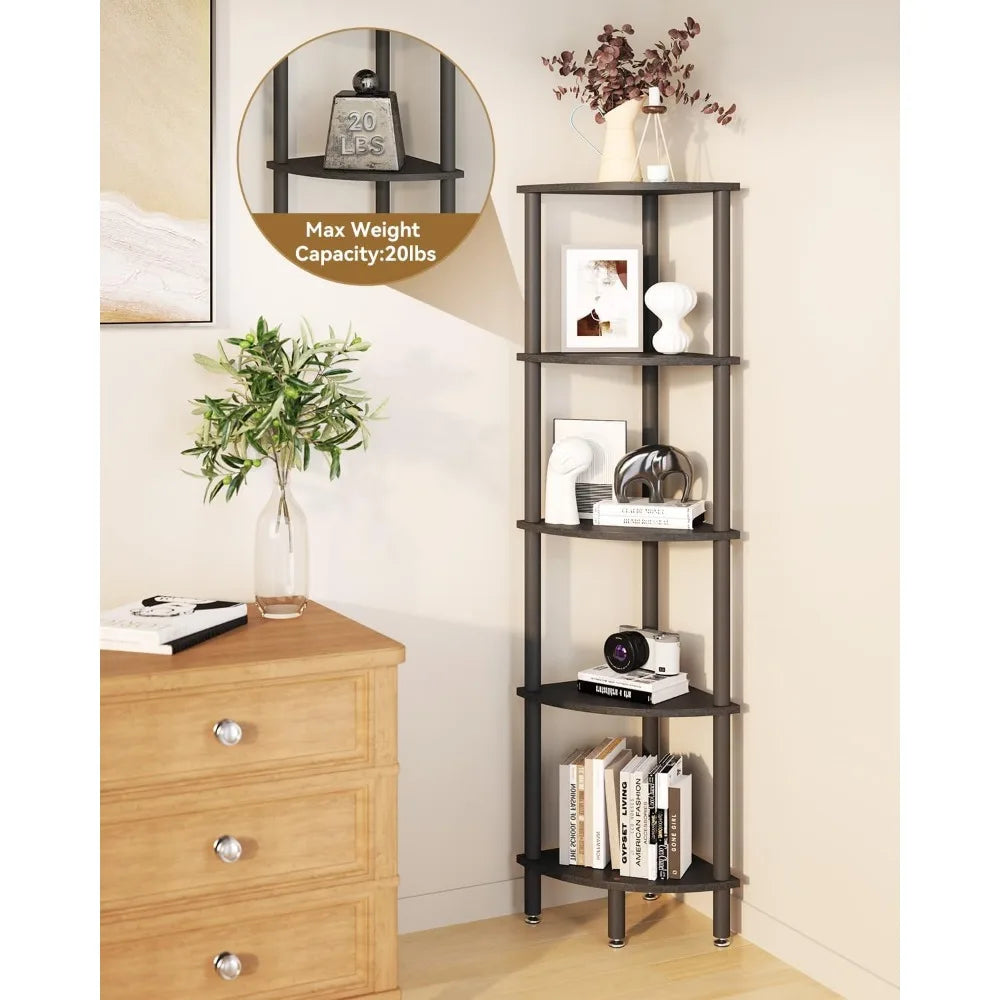 5-Tier Industrial Corner Shelf Stand