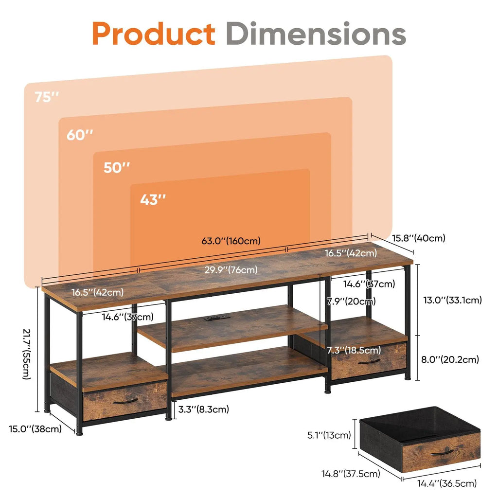 63" Wooden TV Stand for 75" TVs