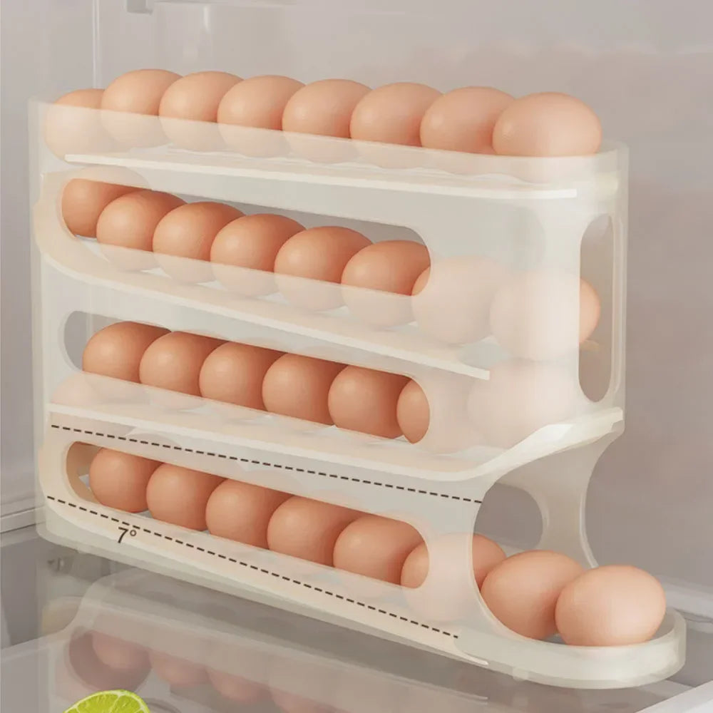 4-Tier Rolling Egg Dispenser Rack