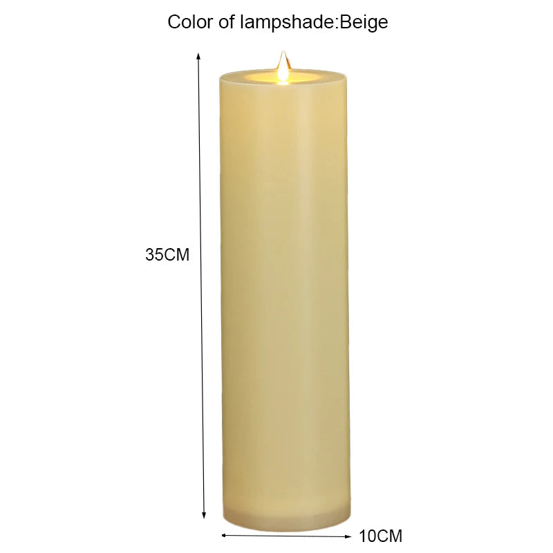 10in, 12in, 14in Flameless Pillar Candle Window Lamp Realistic Moving Flame Wax Waterproof Portable Atmosphere Lamp For Patio Porch